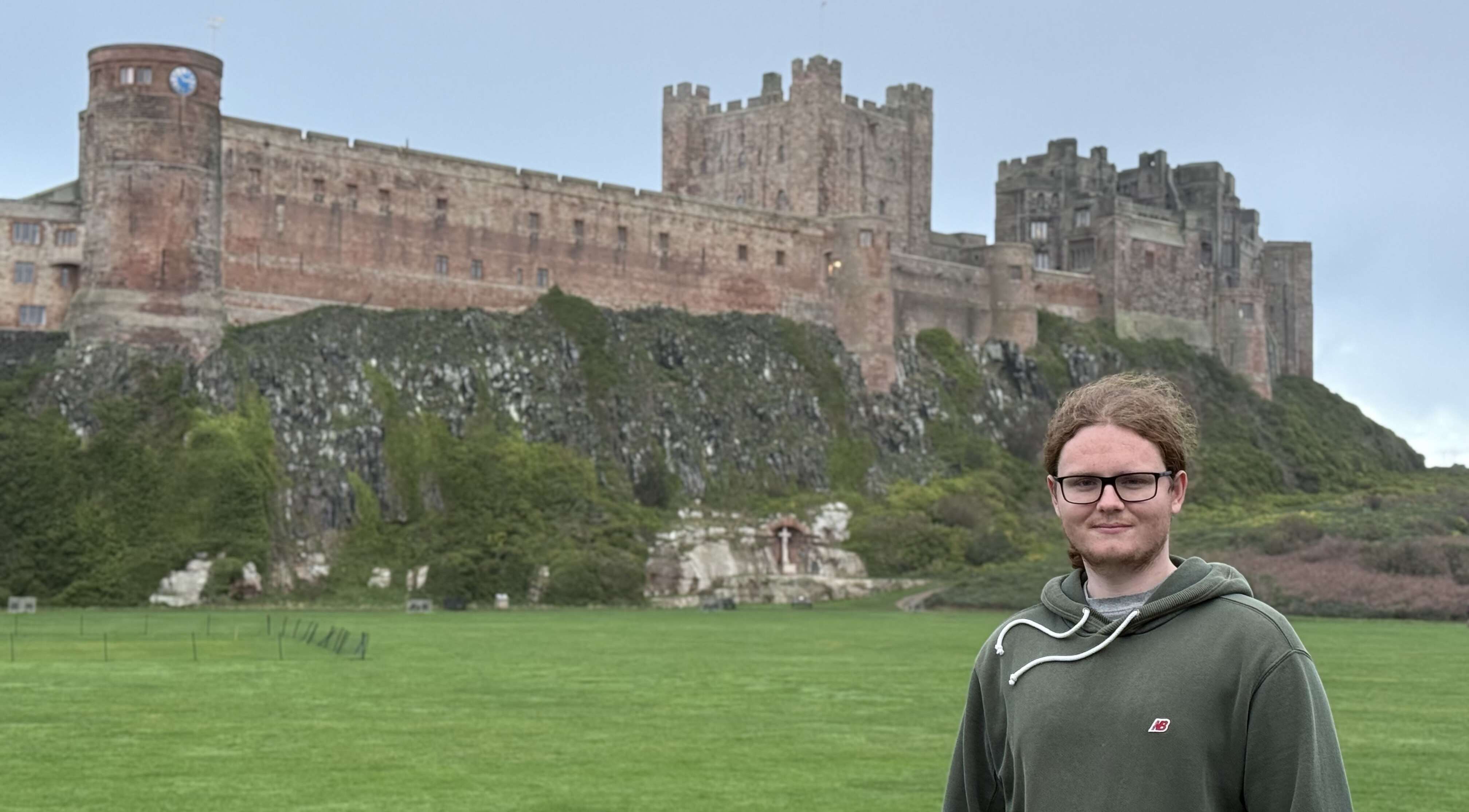 Landscape picture of me and Bamburgh Castle